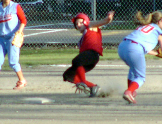 Lacey Wargi slides into second with a stolen base at Lapwai.