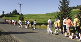 The Raspberry Festival Fun Run/Walk course offers views of the Seven Devils mountains, the Gospel-Hump Wilderness Area, the Salmon River breaks and the Camas Prairie.