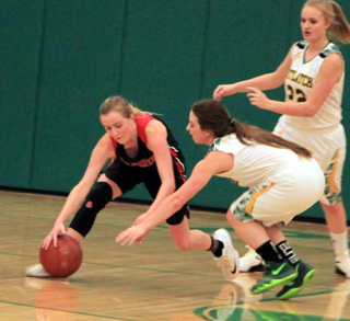 Jordyn Higgins goes after a loose ball at Potlatch.