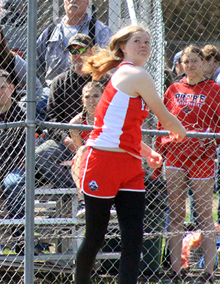 Sage Elven set a new personal best  in winning the discus at Kamiah on Saturday.