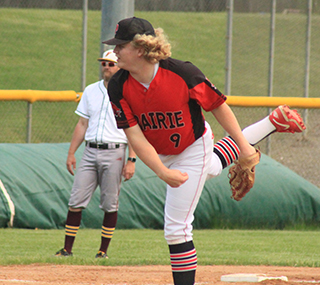 Noah Behler was the winning pitcher in bith state wins. Here he pitches against Vision Charter.