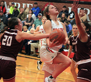 Lexi Schumacher got fouled on this lay-up attempt against Kamiah.