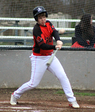 Collin Ray connects for an RBI single against Kendrick, scoring Noah Behler.