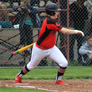 Noah Behler singles in Prairie's 5-run third inning.