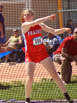 Sage Elven is a back to back state champion in the discus. Her first throw broke her own school record by 7 feet and put her over 14 feet ahead of second place.