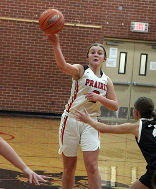 Lexi Schumacher makes a pass in the home opener agaisnt Potlatch.