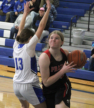 Sage Elven looks to score 2 of her game high 28 points at Orofino.