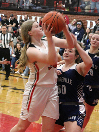 Sage Elven puts up a shot against Grangeville in the Idaho County Shootout.